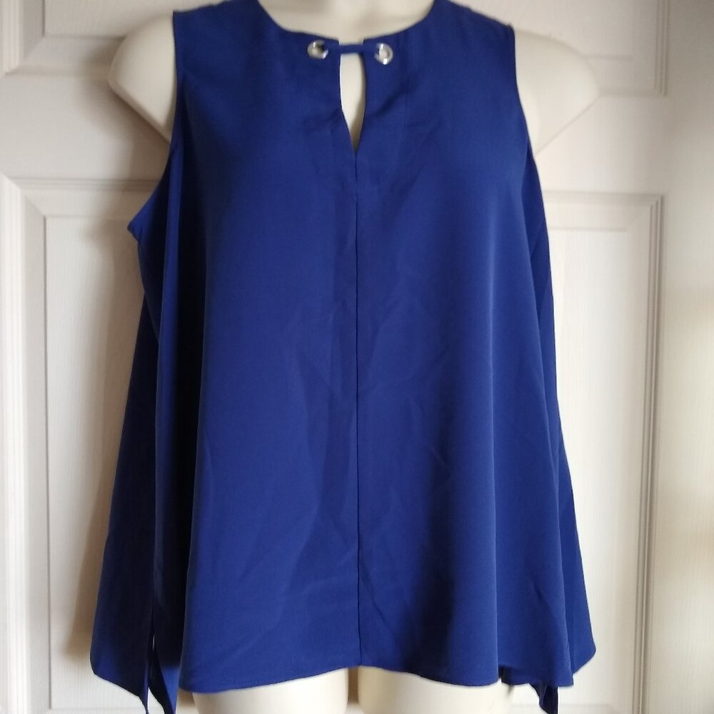 Rachel Roy Plus OX Sleeveless Top V Neck Slits Keyhole Curvy Collection
